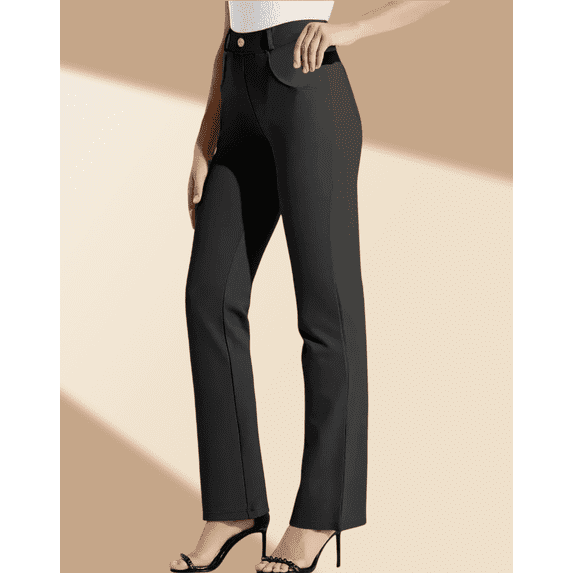 Tawop Ladies Pants for Under $5,Womens Pants Work Pants for Women Elastic Waist Pull on with Pockets Straight Trousers Black Pants Xl Mothers Day