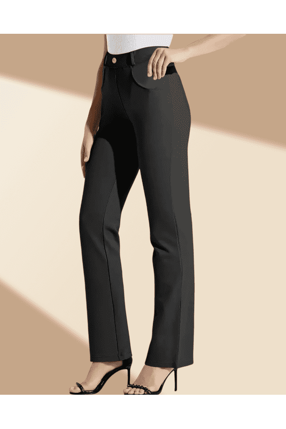 Ladies Pants for Under $5,Womens Pants Work Pants for Women Elastic Waist Pull on with Pockets Straight Trousers Black Pants Xl Mothers Day