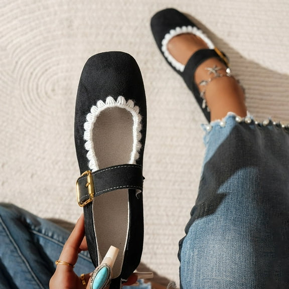 Tawop Womens Dress Shoes Mary Jane Casual Flat Non Slip Shoes Breathable Soft Versatile