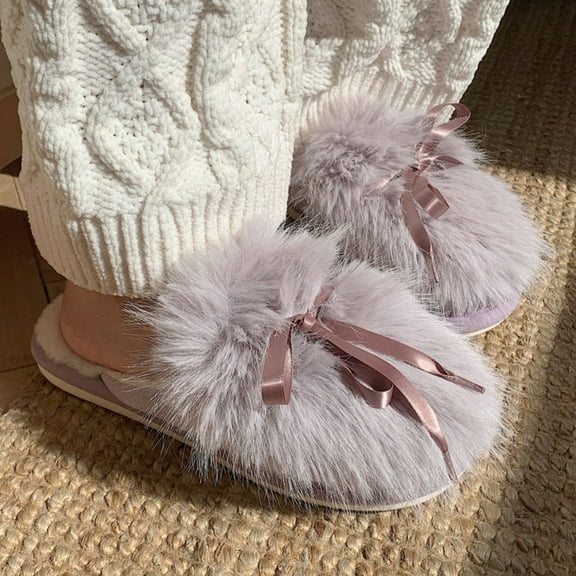 Tawop Womens House Shoes Furry Soft Sole Warm Cozy Slippers Indoor&Outdoor Fall Winter