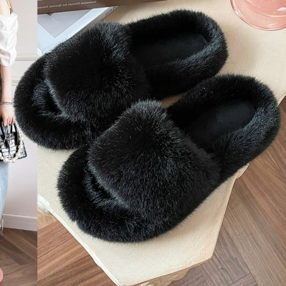 Tawop Womens House Shoes Fuzzy Fluffy Warm Cozy Slippers Indoor&Outdoor Fall Winter