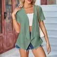 thumbnail image 1 of Tawop Womens Jackets Open Front Mid-Length Solid Color Pockets Short Sleeve Zipper Regular Cardigan Green 2xl, 1 of 6