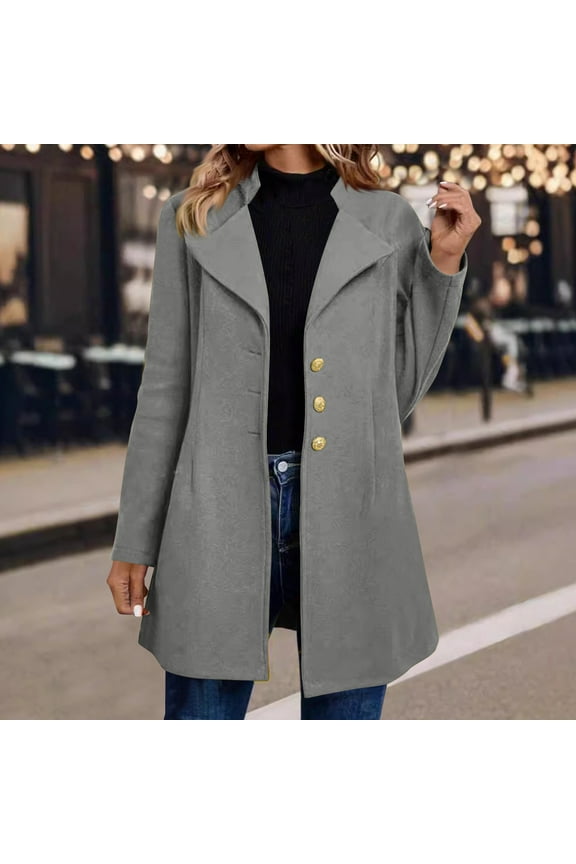 Womens Jackets Outwear Turndown Collar Long Sleeve Pockets Jackets for Women