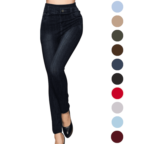 Tawop Jeggings for Women High Rise High Strechy Jeans Style Pants Elastic Waisted Tight Slim Fit Pull on Womens Pants