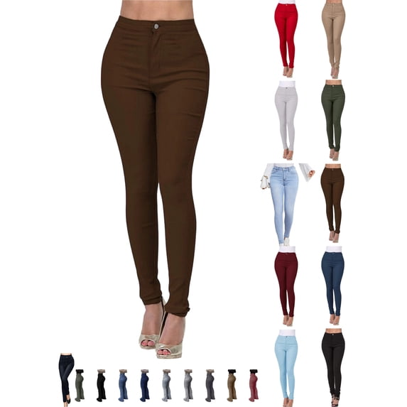Tawop Womens Jeggings Slim Fit Jeans-Style Pants for Women Strechy Tight Women's Jeggings on Sale Button Solid Color Fashion Fall