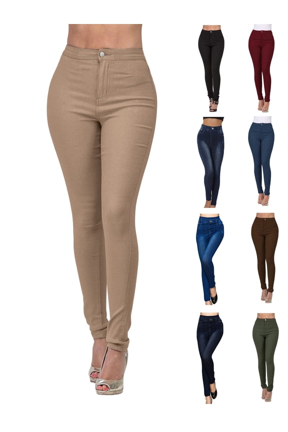 Womens Jeggings Slim Fit Jeans-Style Pants for Women Strechy Tight Women's Jeggings on Sale Button Solid Color Fashion Fall