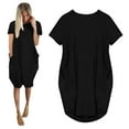 thumbnail image 1 of Tawop Womens Jumper Ladies Oversized Baggy Short Sleeve Pocket Pullover Mini Dress Black Dresses, 1 of 4