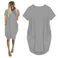 thumbnail image 1 of Tawop Womens Jumper Ladies Oversized Baggy Short Sleeve Pocket Pullover Mini Dress Full Slip For Women Under Dress, 1 of 4