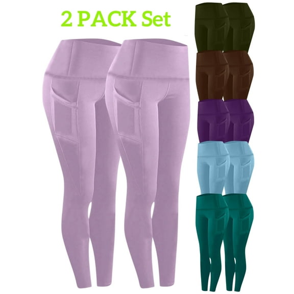 Tawop Womens Leggings Hip Lift Tummy Control Spandex Seamless Athletic Workout Leggings with Pockets ,S-3XL ,(2PACK)