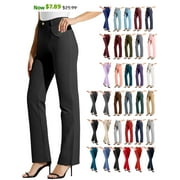 TAWOP Womens Pants Black Dress Pants for Women Elastic Waist Pull on with Pockets Straight Trousers Black L