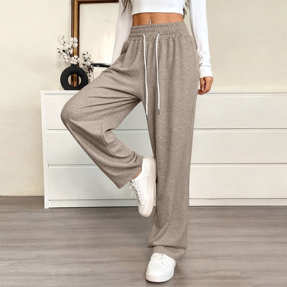 Tawop Womens Pants Fashion Solid Casual Elastic Waist Trousers Sport Long Pants