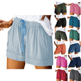 thumbnail image 1 of Tawop Shorts Women Loose Fit Elastic Waist Drawstring Cargo Shorts with Spacious Pockets Crisp Stitching Summer Ladies Shorts Light Blue, 1 of 8