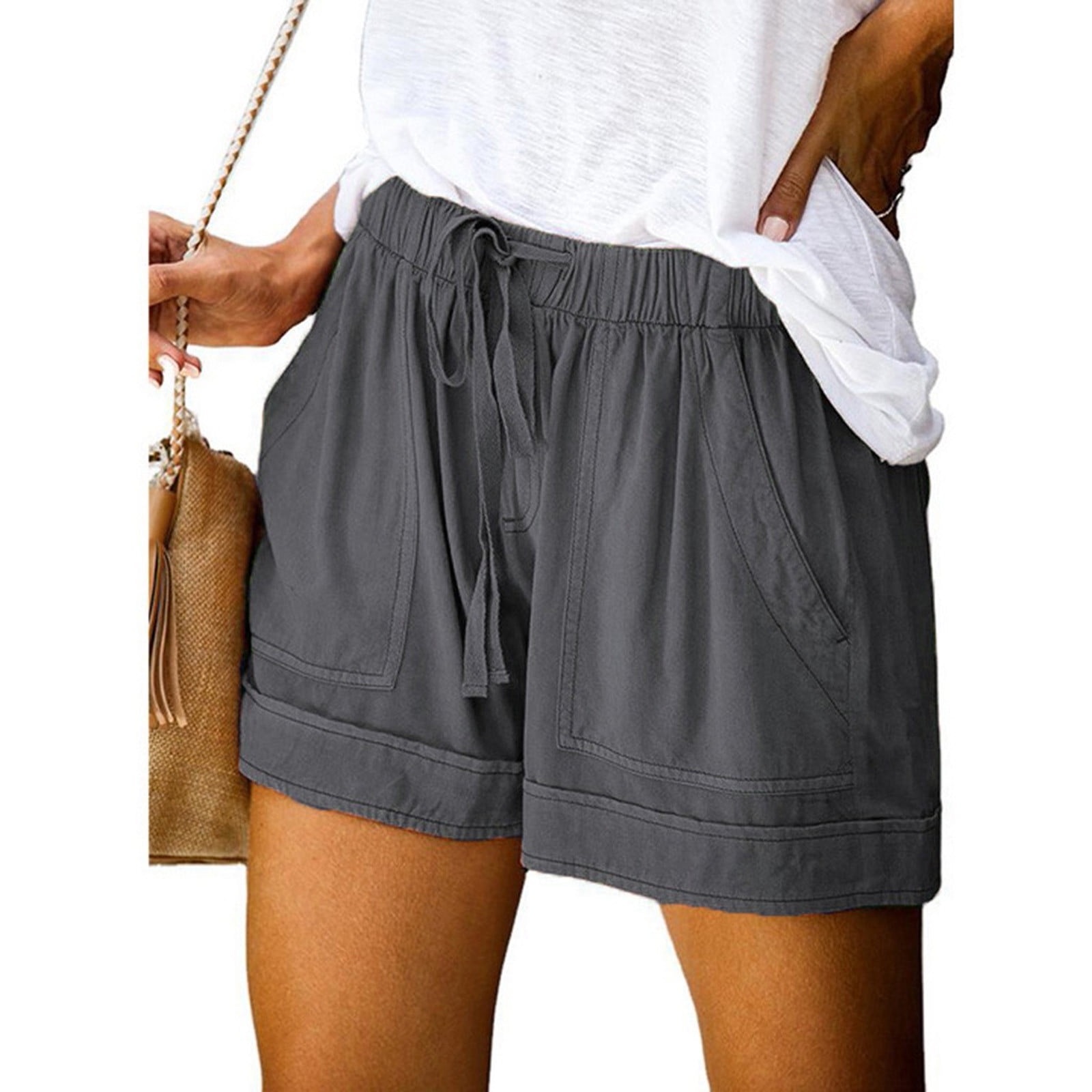 Tawop Womens Plus Size Comfy Drawstring Casual Elastic Waist Pocket ...