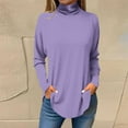 thumbnail image 1 of Tawop Womens Shirts Womens T Shirts Long Sleeve High Neck Drop Shoulder Blue Xl(Us:10), 1 of 4