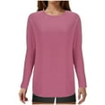 thumbnail image 1 of Tawop Womens Shirts Womens T Shirts Round Neck Long Sleeve Solid Pink M(Us:6), 1 of 7