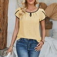 thumbnail image 1 of Tawop Womens Shirts Womens Tee Shirts Round Neck Solid Loose Patchwork Panel Yellow M(Us:6), 1 of 7