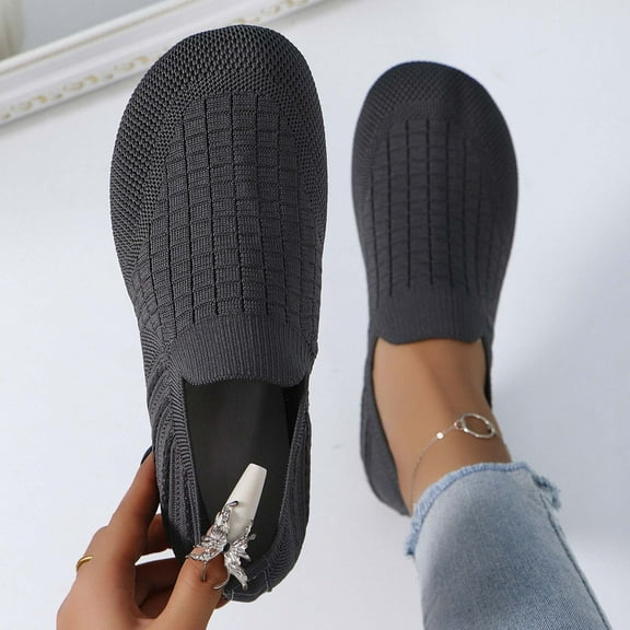 Tawop Womens Shoes Womens Dress Shoes Work Shoes Flats Casual Comfort Round Toe Dark Gray 7.5