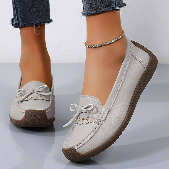 Tawop Womens Shoes Womens Dress Shoes Work Shoes Flats Casual Comfort Soft Sole Gray 5.5