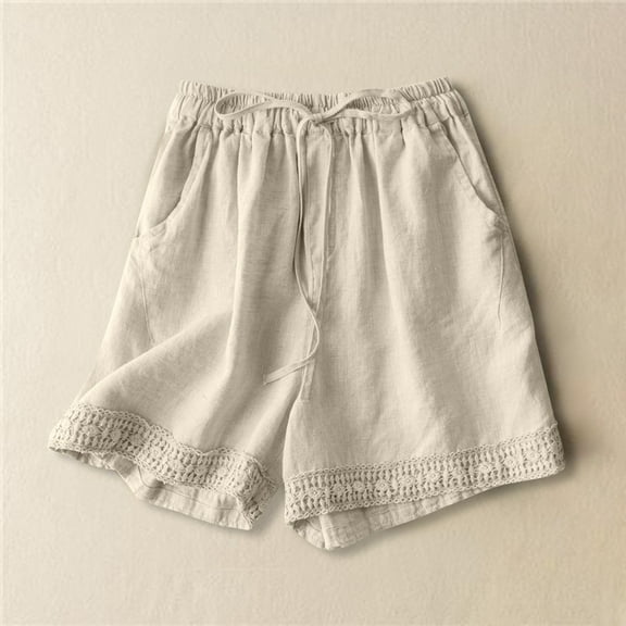 Tawop Womens Shorts Comfort Shorts Women High Waist Drawstring Solid L