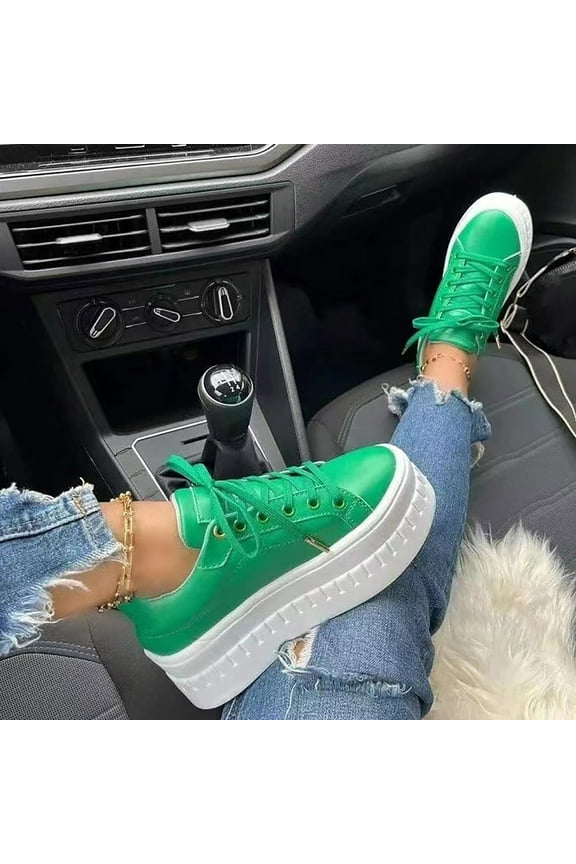 Womens Shoes Womens Slip On Shoes Walking Casual Comfort Sneaker Round Toe Lace Green Size 4.5