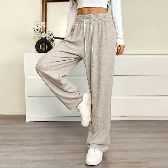 Tawop Womens Sweat Pants Fashion Solid Casual Elastic Waist Trousers Sport Long Pants