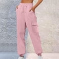 thumbnail image 1 of Tawop Womens Sweatpants Multi Pockets with Zipper Pants Drawstring High Waist Joggers Cargo Sweat Pants ,Pink ,2XL, 1 of 5