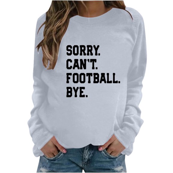 Tawop Womens Sweatshirts Tops Sweatshirt Crew Neck Long Sleeve Graphic Letter Gray S