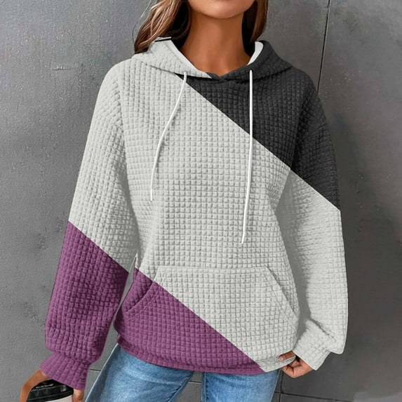 Tawop Womens Sweatshirts Tops Sweatshirts for Women Long Sleeve Hoodies Pockets Gray L