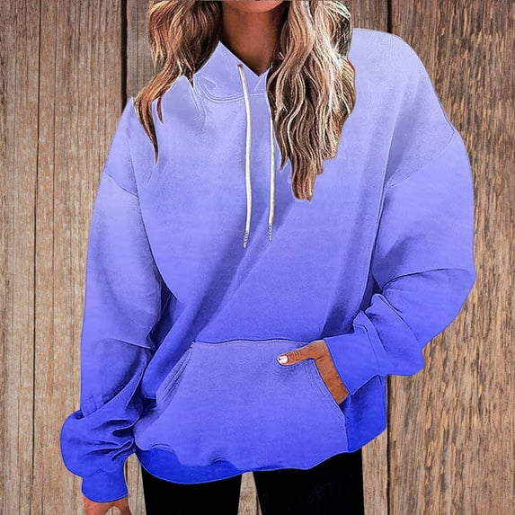 Tawop Womens Sweatshirts Tops for Women Sweatshirts for Women Long Sleeve Hoodies Drop Shoulder Blue L