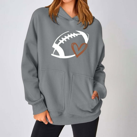 Tawop Womens Sweatshirts Women Tops Sweatshirts for Women Long Sleeve Hoodies Pockets Graphic Casual Gray L