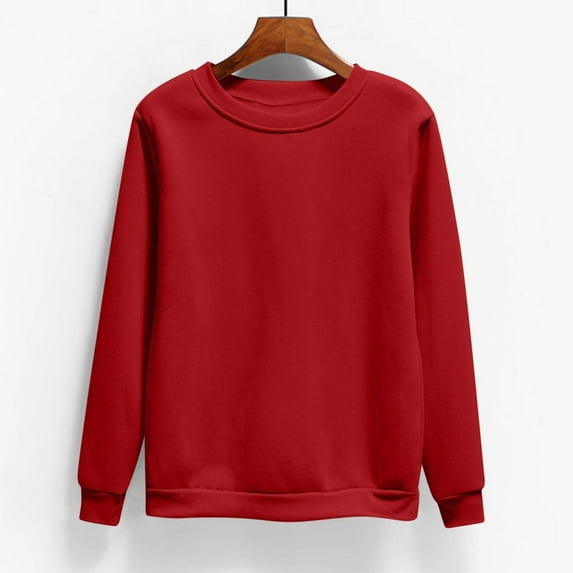 Tawop Womens Sweatshirts Womens Top Sweatshirts for Women Crewneck Long Sleeve Pullover Solid Casual Wine M