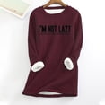 thumbnail image 1 of Tawop Womens Sweatshirts Womens Top Sweatshirts for Women Crew Neck Long Sleeve Warm Fleece Graphic Letter Heavyweight Wine 4XL, 1 of 3