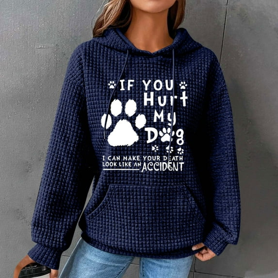 Tawop Womens Hoodies Funny Dog Mom Hoodies Pet Lover Sweatshirts Waffle Texture with Pocket Ladies Pullover