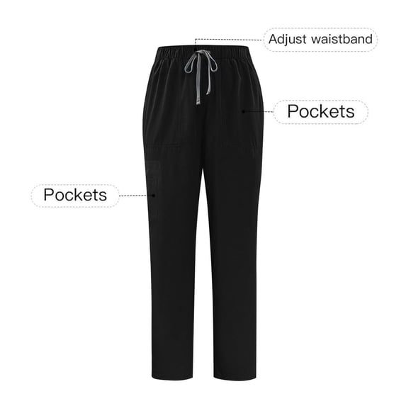 Tawop Work Pants for Women Multiple Pockets Nurses Pants Straight Leg Drawstring Work Pants Workwear