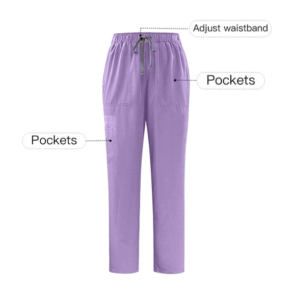 Tawop Work Pants for Women Multiple Pockets Nurses Pants Straight Leg Drawstring Work Pants Workwear