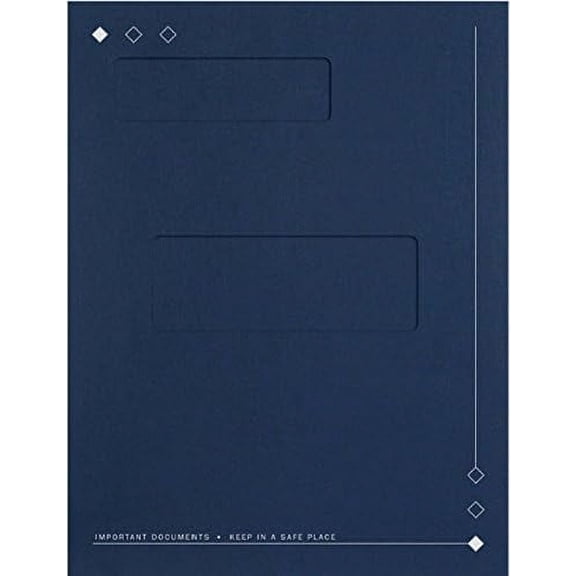Tax Folder with Top-Staple Tabs and Offset Windows, 8 13/16" x 11 1/2", 50 Folders, Navy Blue