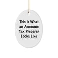 thumbnail image 1 of Tax Preparer Gifts from Family - This is What an Awesome Tax Preparer Looks Like Oval Ornament for Christmas, White Color, 3" Ceramic Ornament for Men or Women, 1 of 1