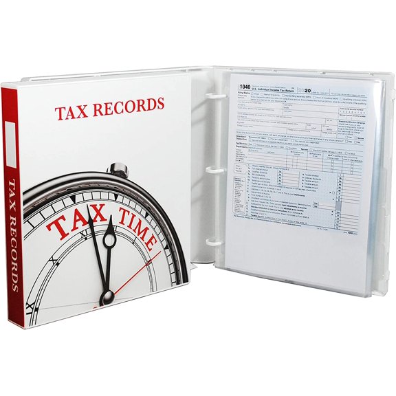 Tax Record Organizer and Storage Case - Comes Complete With Page Protectors and Plastic Divider Pages$$Office
