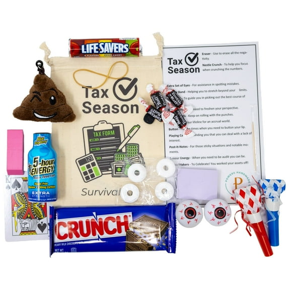 Tax Season Survival Kit |Muslin Drawstring Bag, Funny Gag Gifts