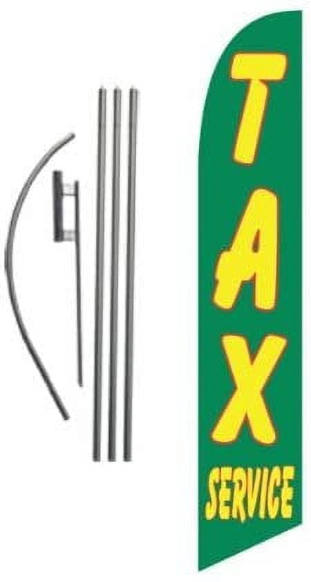 12FT Tax Service Advertising Blue E-file Stock Feather Flag Kit with Pole and Spike