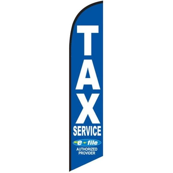Tax Service E-File Outdoor Advertising Feather Banner Swooper Flag Sign, Replacement Flag Only, Blue