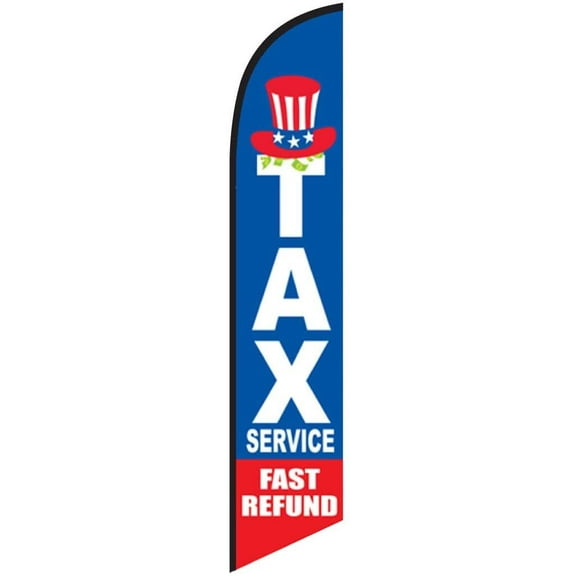 Tax Service Fast Refund Outdoor Advertising Feather Banner Swooper Flag Sign, Replacement Flag Only, Hat