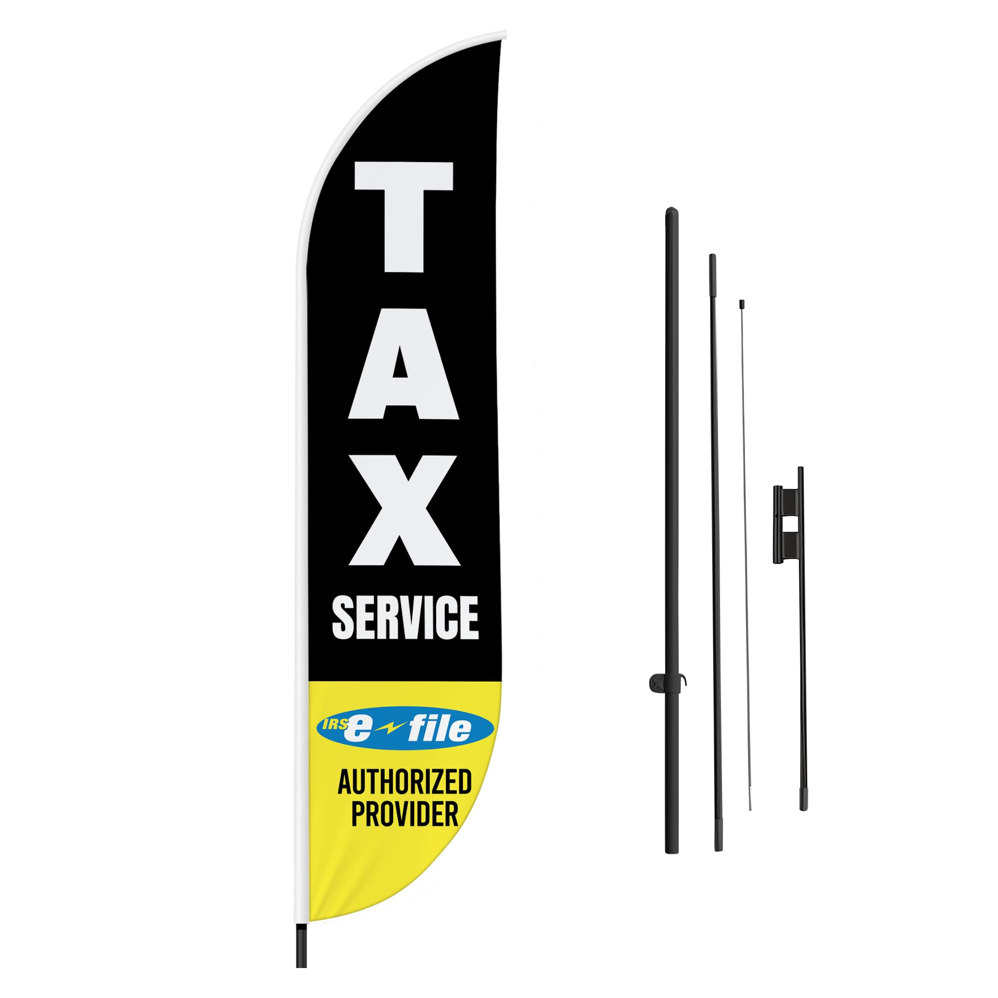 Tax Service Feather Flag(11.5feetX2.5feet) by DreamController | Outdoor Business Advertising Tall Flag | Weather-Resistant Knitted Swooper Flag | Made in USA | HD Print (Flag Only)24