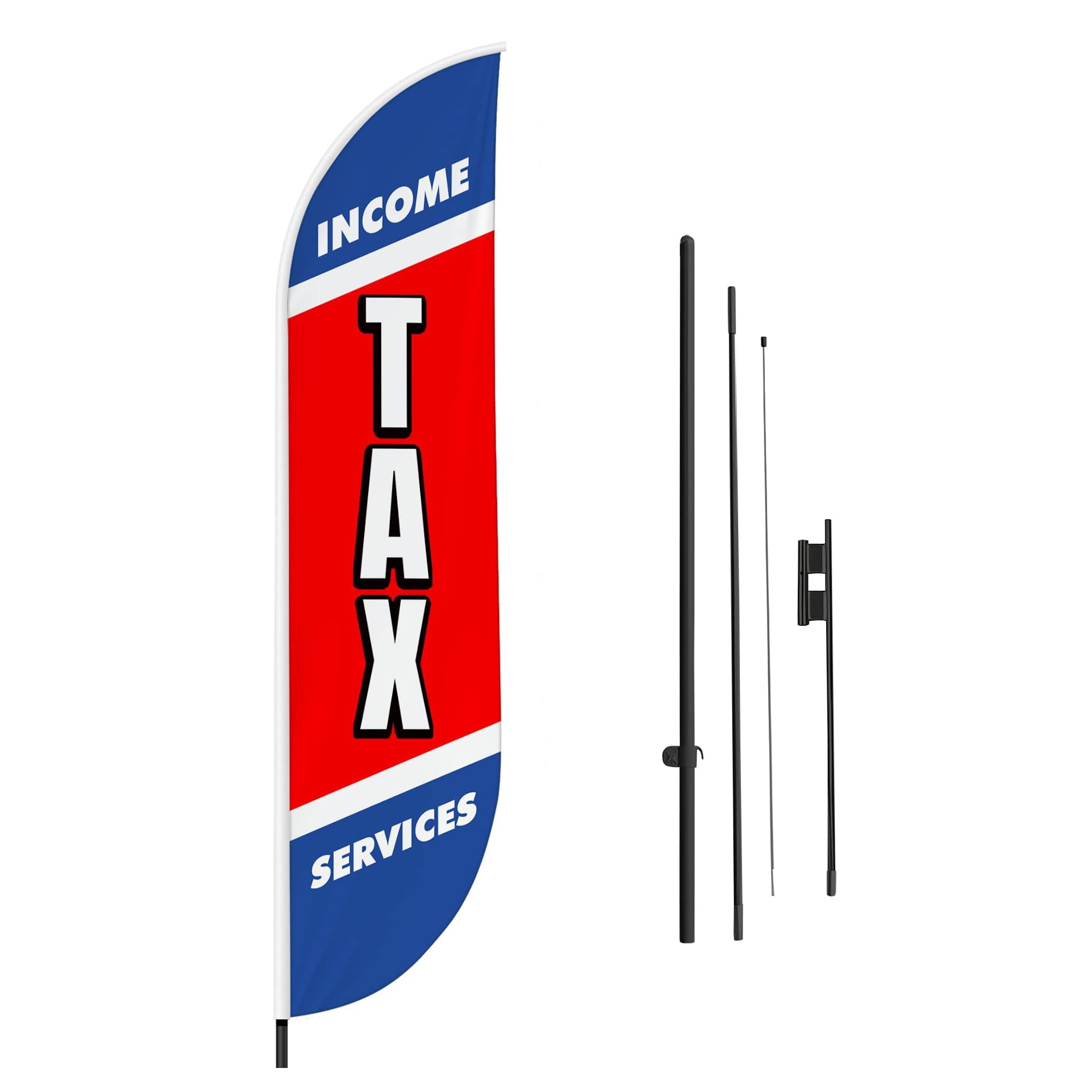 Tax Service Feather Flag(11.5feetX2.5feet) by DreamController | Outdoor Business Advertising Tall Flag | Weather-Resistant Knitted Swooper Flag | Made in USA | HD Print (Flag Only)