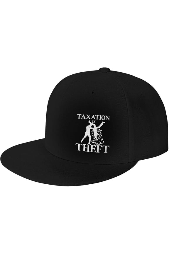 Taxation is Theft Hat Flat Bill Baseball Hats Black Classic Hip Hop Cap for Men Women