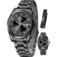 thumbnail image 1 of Taxau Black Watch Men Fashion Analog Quartz Mens Watch Big Black Dial Watch For Men Stainless Steel Watches Day Date Men Wrist Watches Men Classic Waterproof Watches, 1 of 10