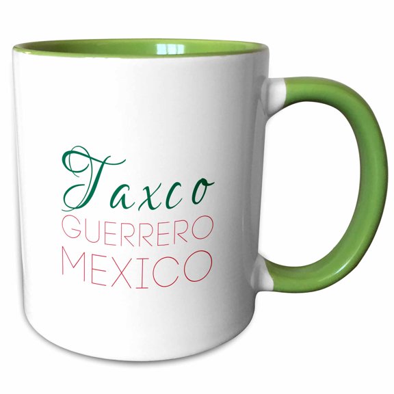 3drose, Taxco, Guerrero, National Colors Patriot Mexico Home Town Design, 11oz Two-tone Green Mug
