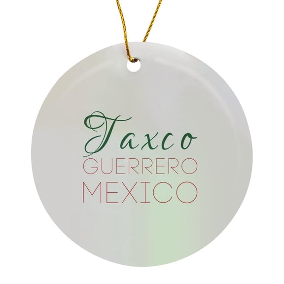 3drose, Taxco, Guerrero, National Colors Patriot Mexico Home Town Design, Circle Porcelain Ornament