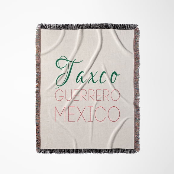 Taxco, Guerrero, National Colors Patriot Mexico Home Town Design, Woven Blanket