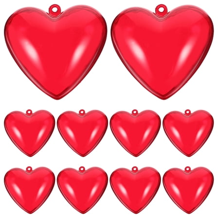 Taxenne Set of 10 Fillable Plastic Heart Ornaments, Wedding Hanging Decor Pendants for Party and Home